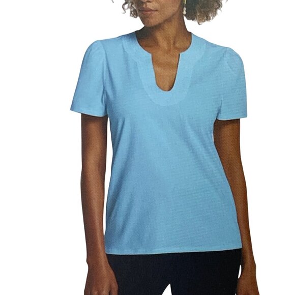 Rafaella Womens‎ Light Blue V-Neck Short Sleeve Top LG NWT - Picture 5 of 10
